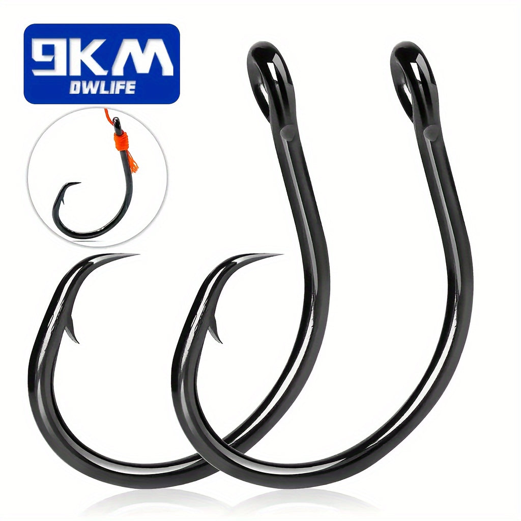 Circle Fishing Hooks 50-Pack by 9KM, High-Carbon Steel Inline Non-Offset Wide-Gap Bait Hooks in Selectable Sizes for Catfish, Bass and Saltwater Angling