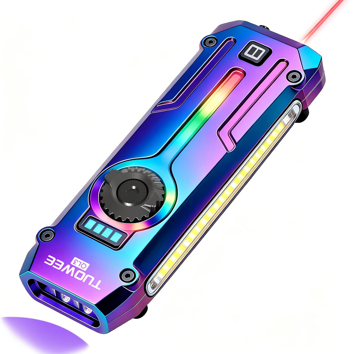 7-in-1 LED Flashlight with Listed 1200LM Output, UV Light, Laser Pointer, RGB Ambient Lighting, Magnetic Base and USB-C Rechargeable Design