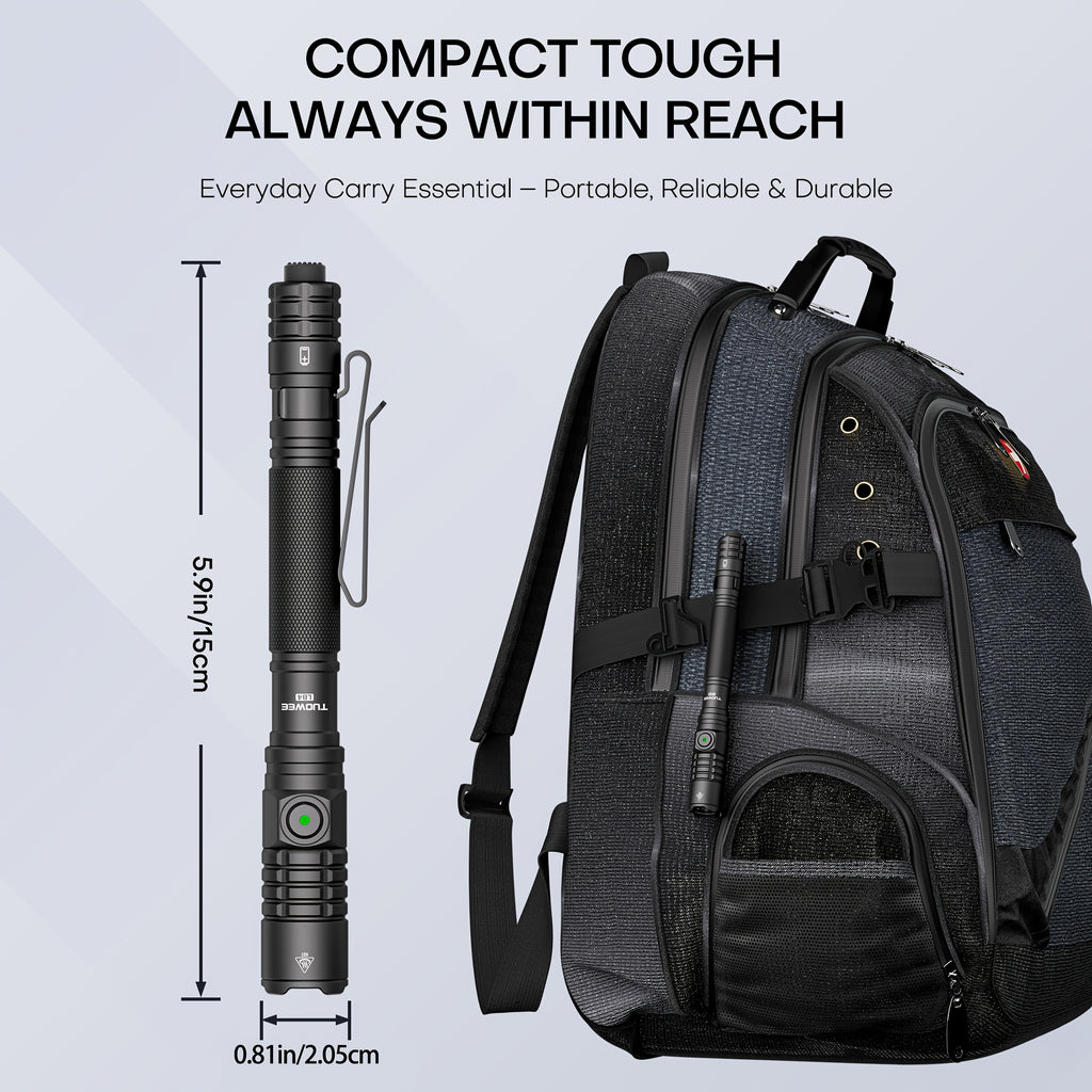 1000 Lumen USB-C Rechargeable Flashlight with Tactical Tail Switch and Pocket Clip for Everyday Carry, Camping, Hiking and Emergency Lighting