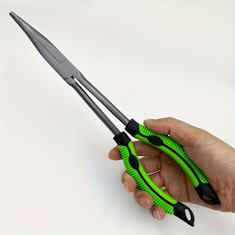 45-Degree Bent Nose Fishing Pliers, Long-Handle Hook Removal Tool with Extended Nose, Yellow Angling Accessory for Your Tackle Kit