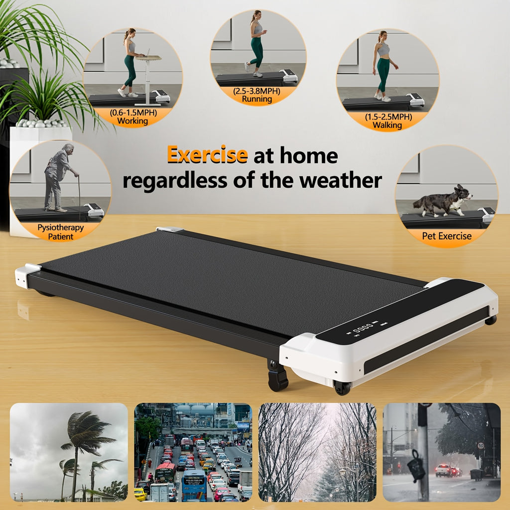 4-in-1 Walking Pad Under-Desk Treadmill in Black-C7, Portable Compact Folding Walking Machine with LED Display for Home Office and Home Gym