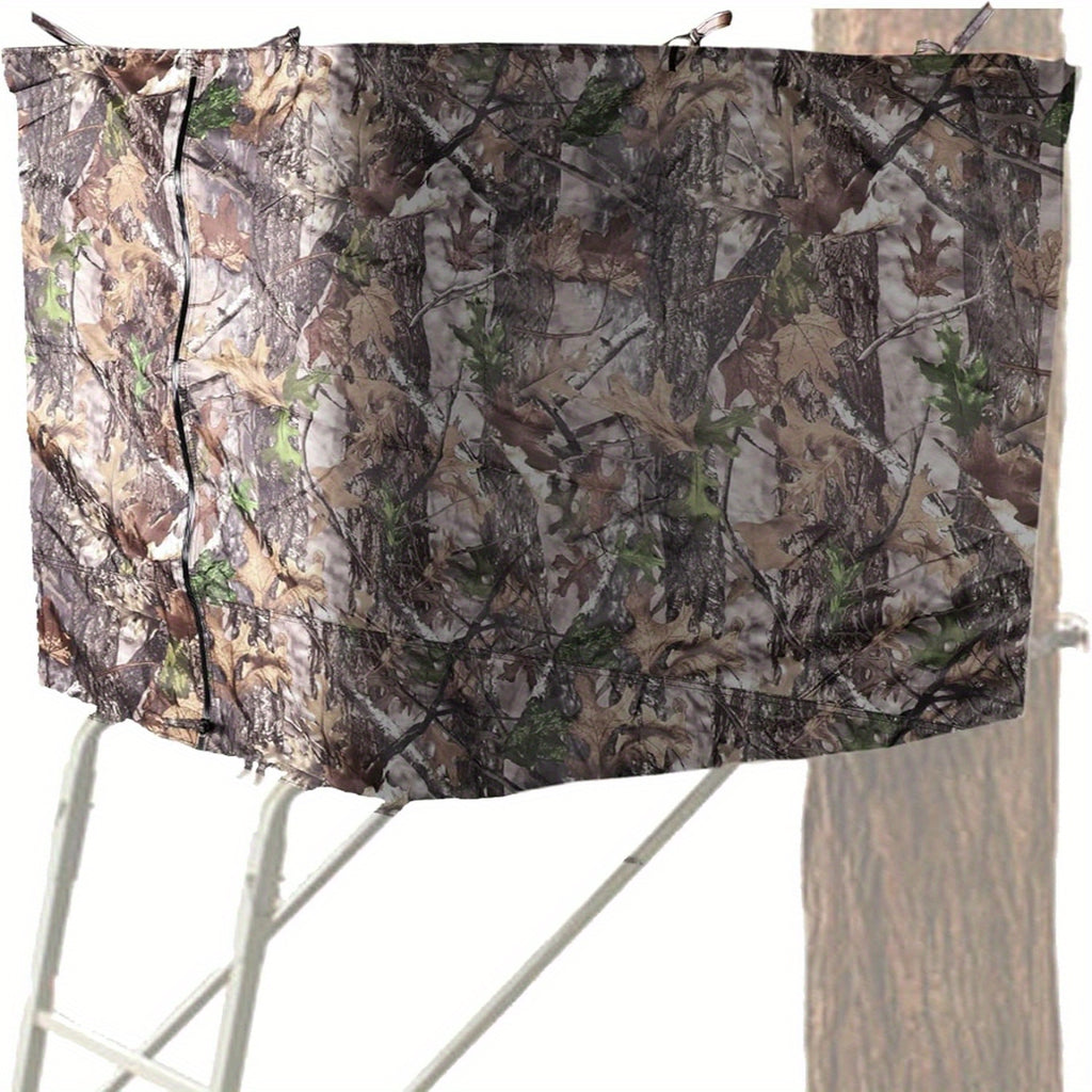 Treestand Camo Blind Cover with Zipper, Woodland Camouflage Hunting Screen for Deer and Turkey Setups, Cover Only with Frame Not Included