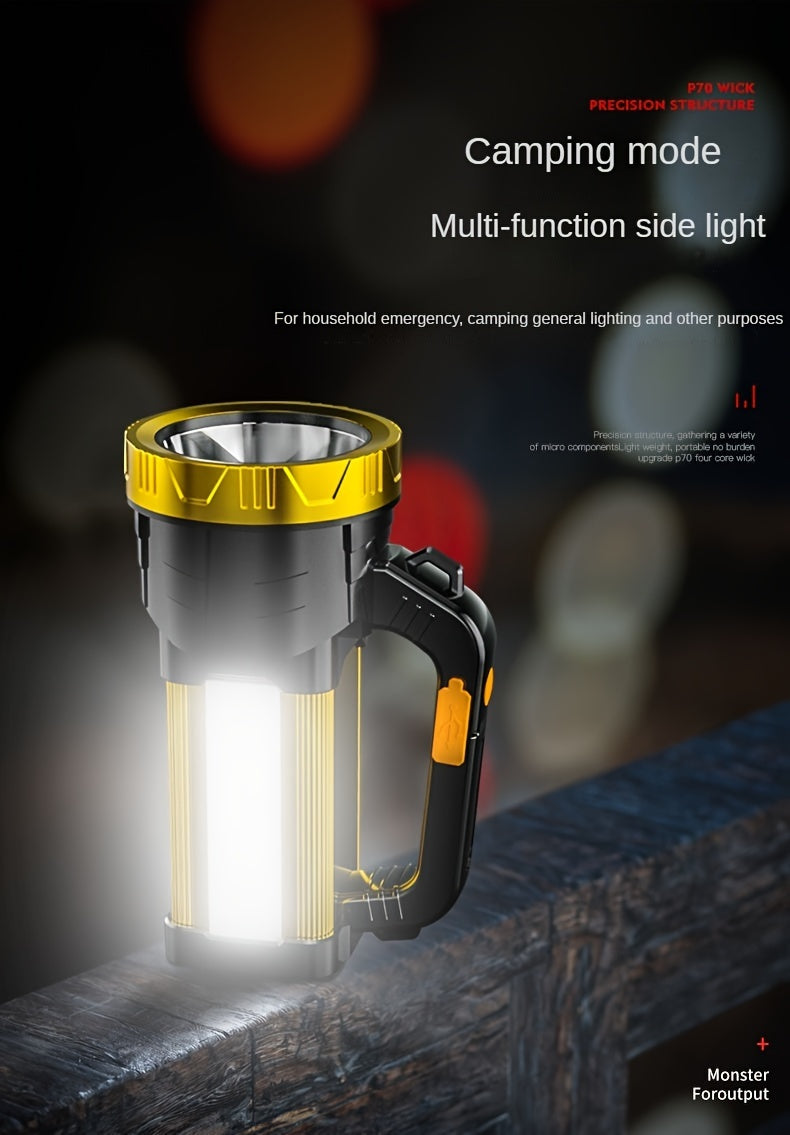 2400mAh Rechargeable LED Flashlight with Zoom and Adjustable Brightness, Portable Handheld Outdoor Light in Single or Two-Piece Options
