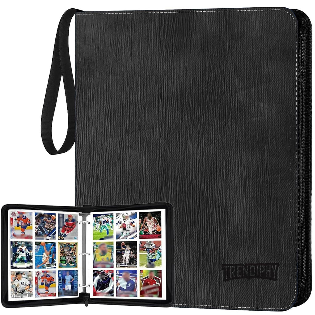 Trading Card Binder with 900 Pockets, Zippered PU Leather Album with 50 Removable Double-Sided Pages for MTG, Baseball and Sports Card Storage