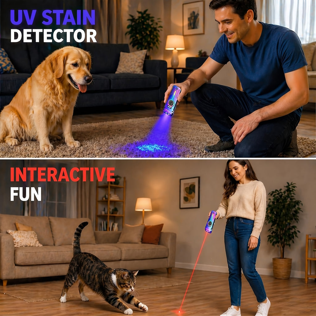 7-in-1 LED Flashlight with Listed 1200LM Output, UV Light, Laser Pointer, RGB Ambient Lighting, Magnetic Base and USB-C Rechargeable Design