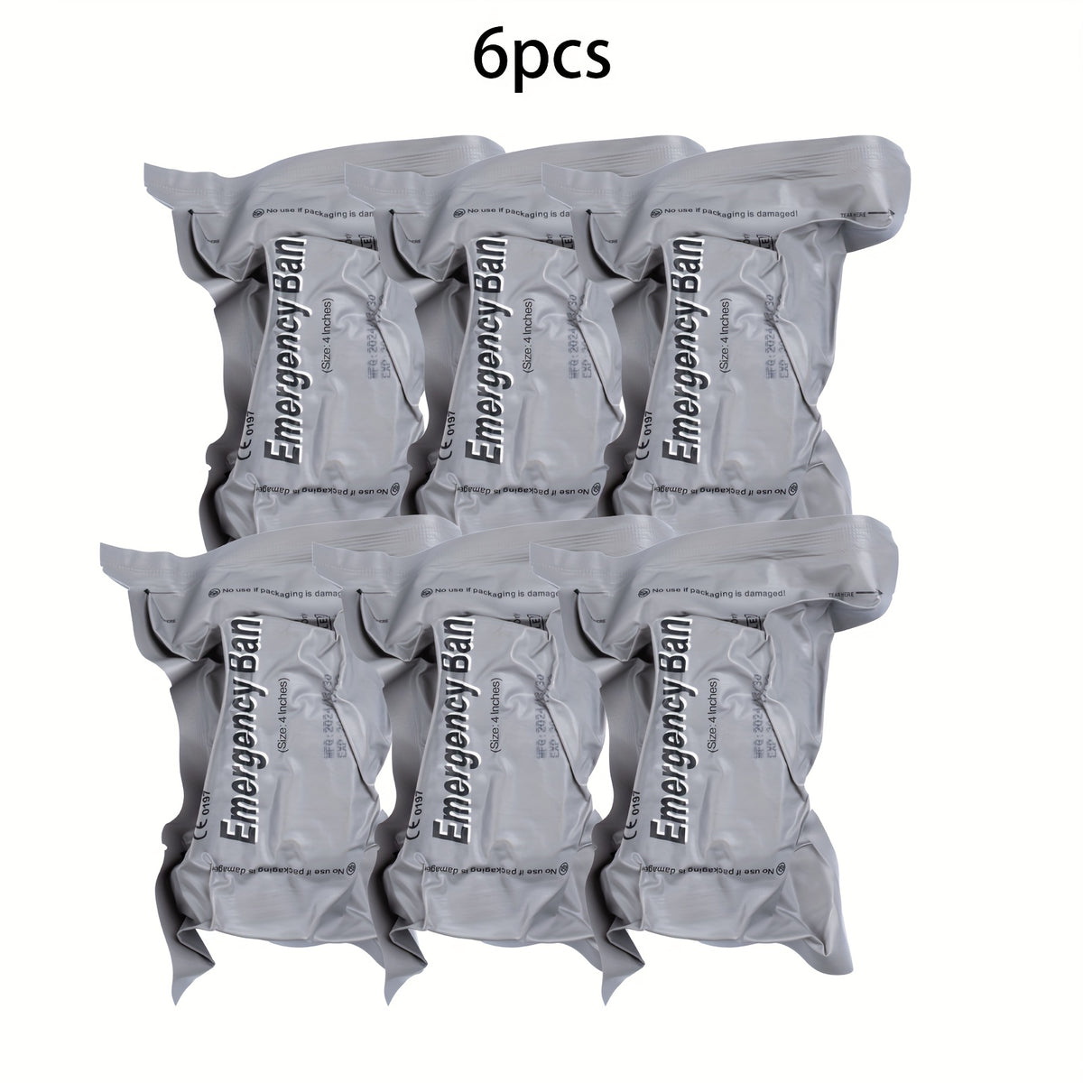 4-Inch Emergency Trauma Bandages, Vacuum-Sealed First Aid Supply Refills in 3-Pack or 6-Pack Options for Home and Outdoor Preparedness