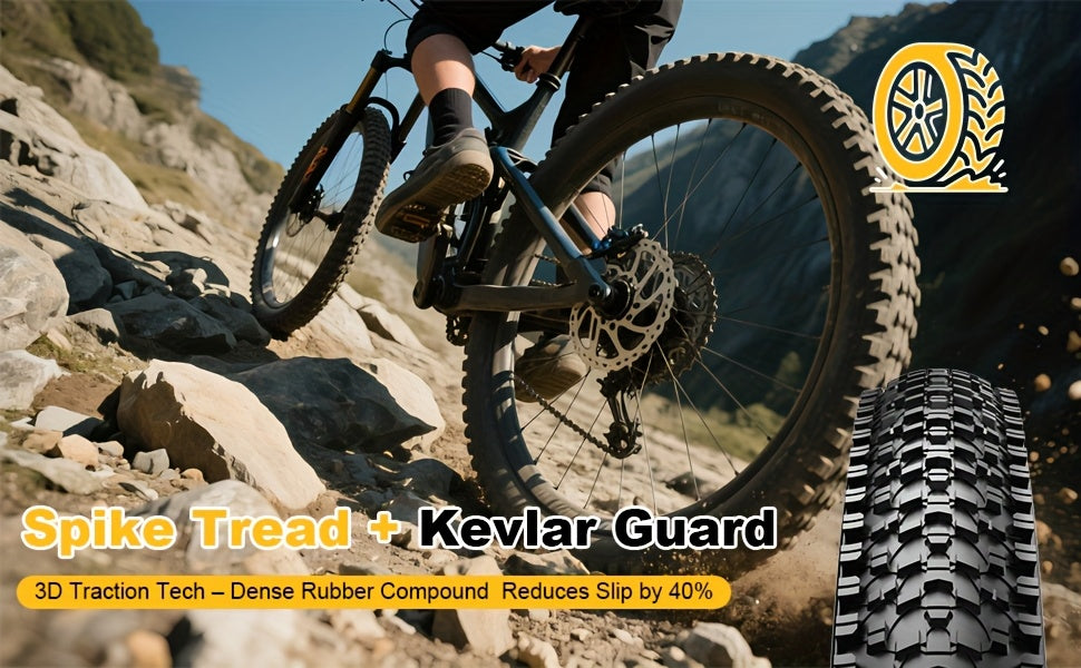 26 Inch Mountain Bike Tires 2-Pack, Lialex 26x1.95 Folding MTB Bicycle Tire Replacement with Anti-Puncture Weave, High Traction for Road, Trail & Off-Road Riding