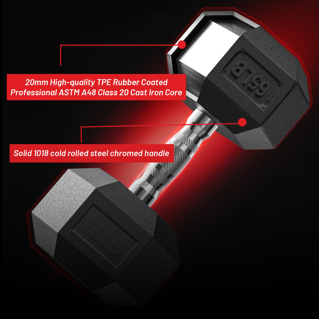 Hex Dumbbell Set by AMGYM, Rubber-Encased Strength Training Weights with Non-Slip Grip and 40-550 lb Set Options for Home Gym Workouts