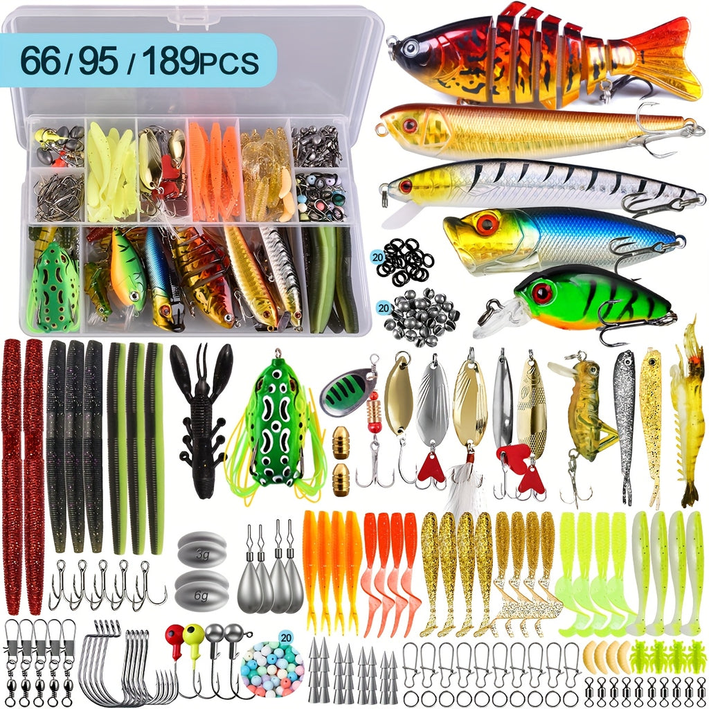 66-Piece Fishing Lure Tackle Kit, Artificial Bait Assortment for Freshwater and Saltwater Angling, Fishing Gear Set for Tackle Rotation and Gifts