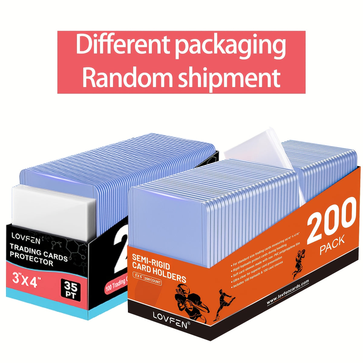 Baseball Card Toploaders and Sleeves 200-Piece Set by LOVFEN, 100 Hard Plastic 3x4-Inch Top Loading Holders Plus 100 Sleeves for Sports Trading Cards