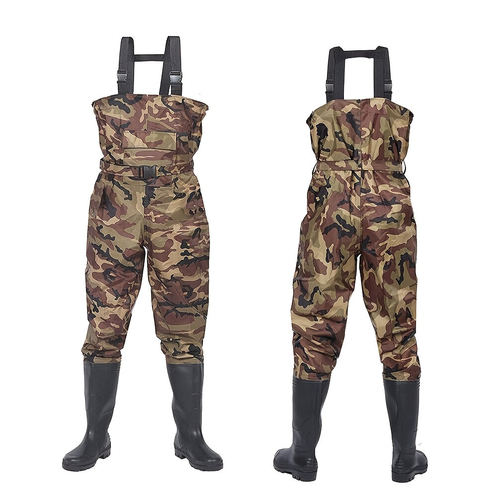 Camo Fishing Chest Waders for Men and Women, Lightweight 3-Ply Nylon Bootfoot Wading Gear with Adjustable Suspenders for Hunting and Farm Work