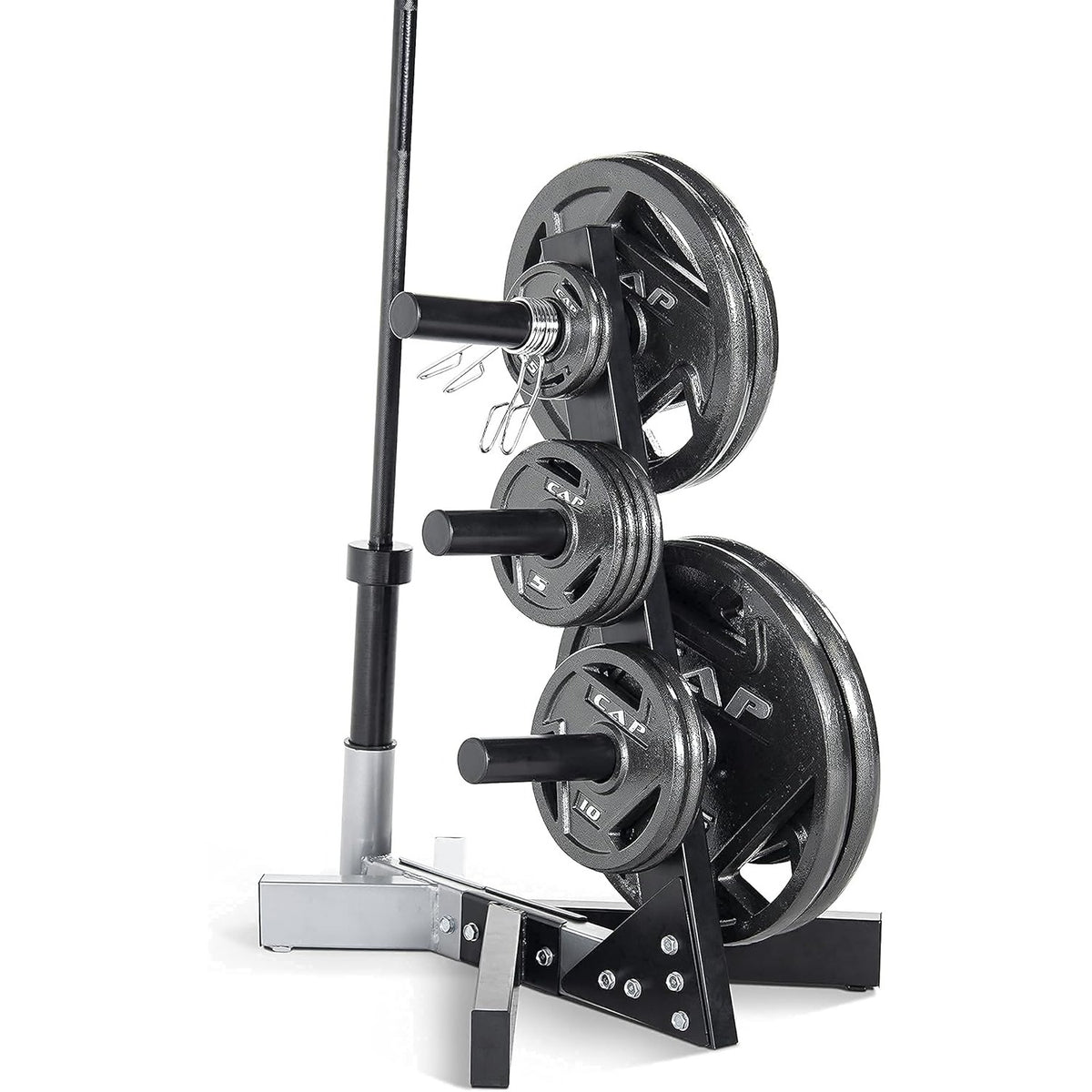 5 lb Cast Iron Weight Plates 4-Pack by CAPHAUS, Black 2-Inch Grip Plates for Compatible Bars, Home Gym Strength Training and Resistance Workouts