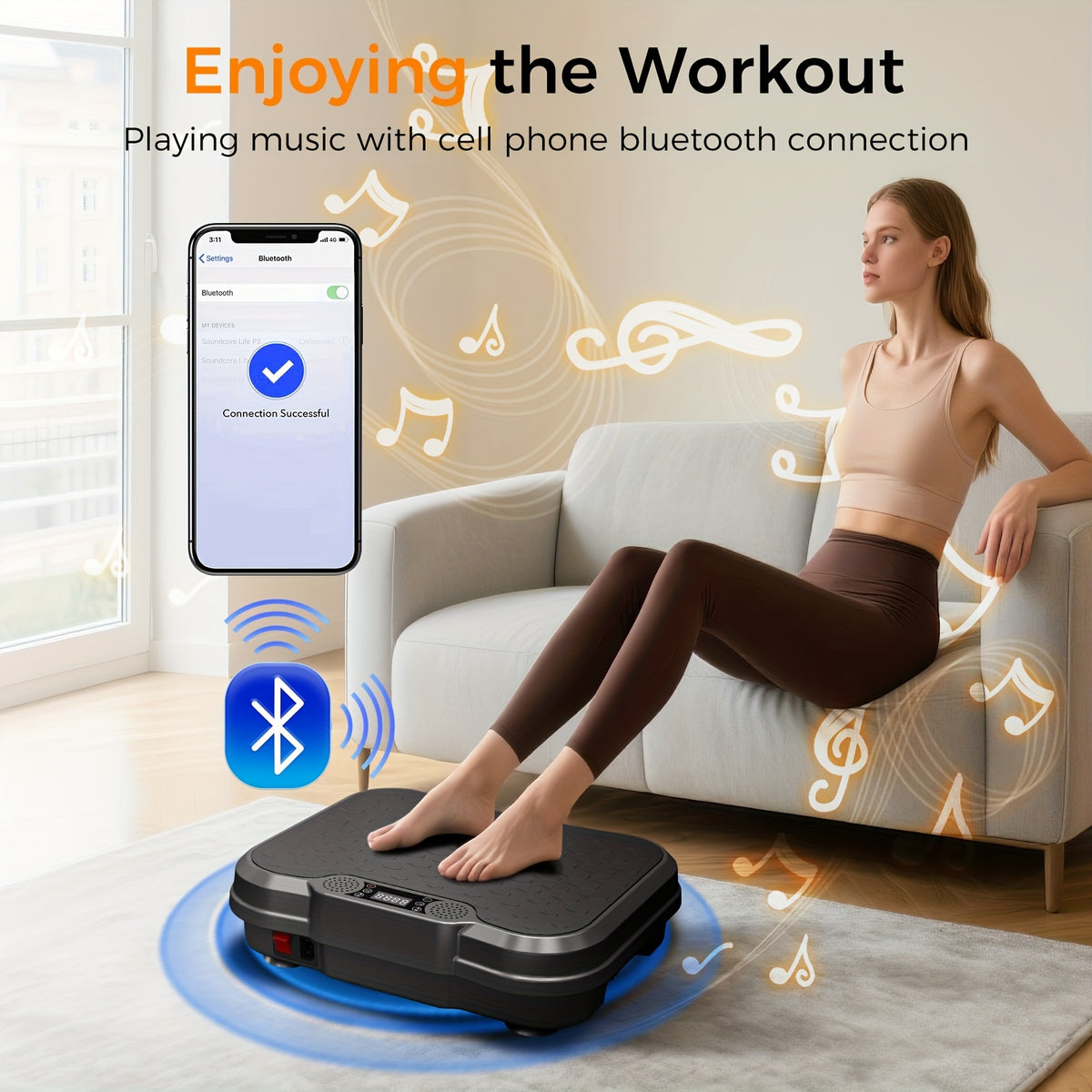 Vibration Plate with Resistance Ropes and Remote Control, 330 lb Capacity Black Exercise Platform with Wireless Connection for Home Gym Workouts