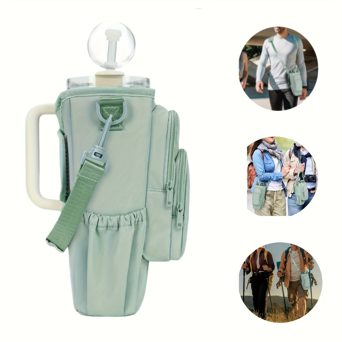 40 oz Water Bottle Carrier Sling Bag with Phone Pocket