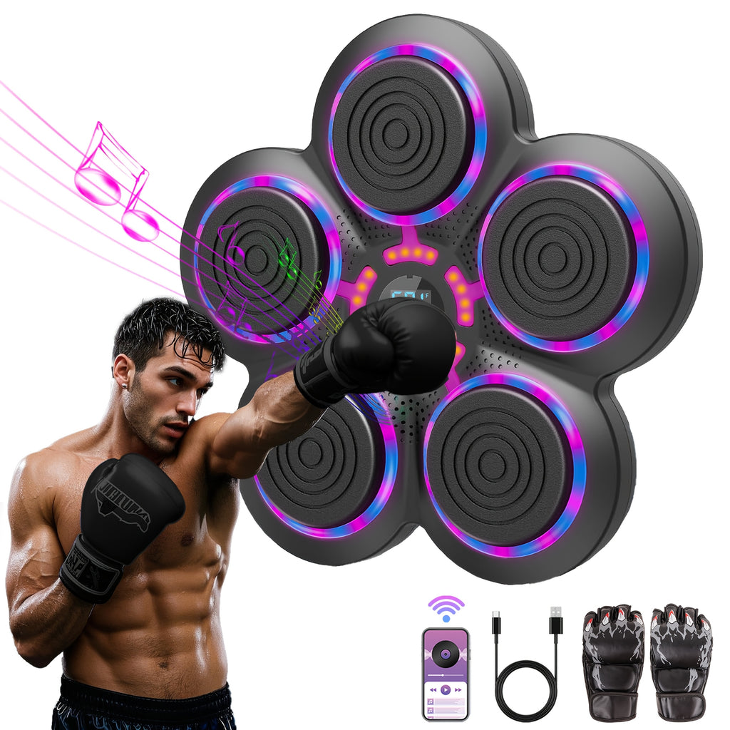 Music Boxing Machine for Adults, USB Rechargeable Wall-Mounted Electronic Punch Target with Black Model Options for Home and Gym Workouts