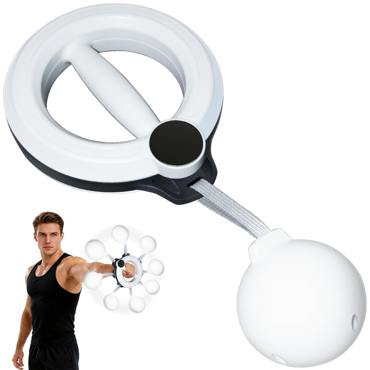 360° Rotating Arm Exerciser with Shoulder Relaxation Ball for Wrist, Forearm, Chest and Shoulder Movement, Pink or White Home Gym Workout Equipment