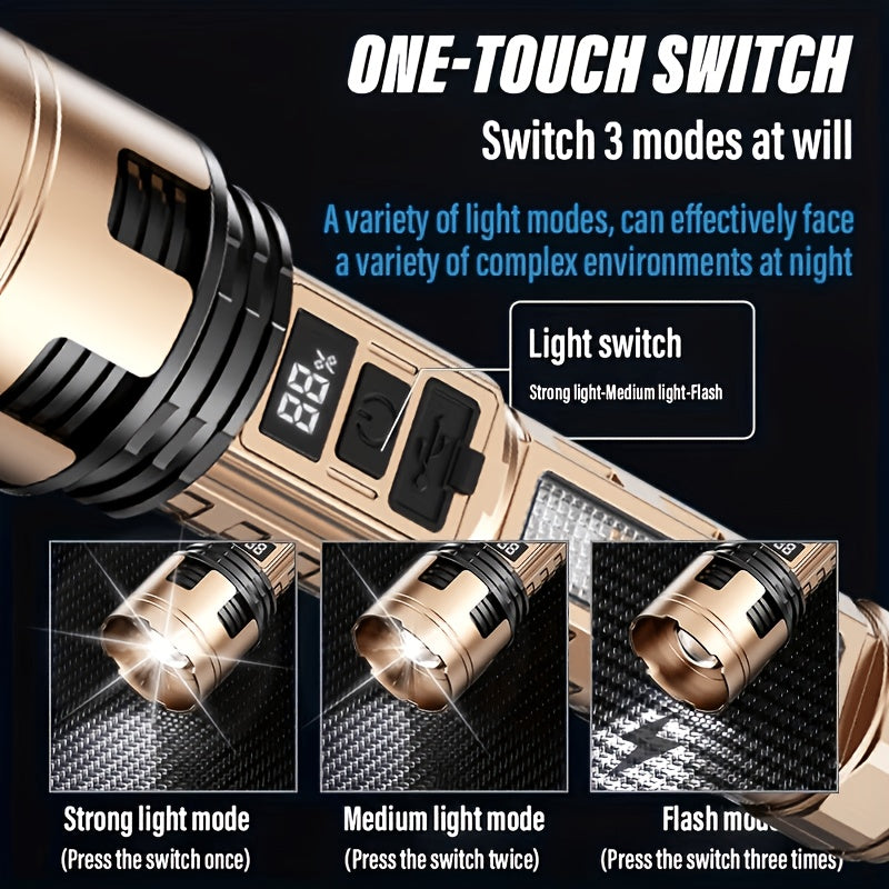 2-Piece Rechargeable LED Flashlight Set with Zoomable Beam and Carry Case