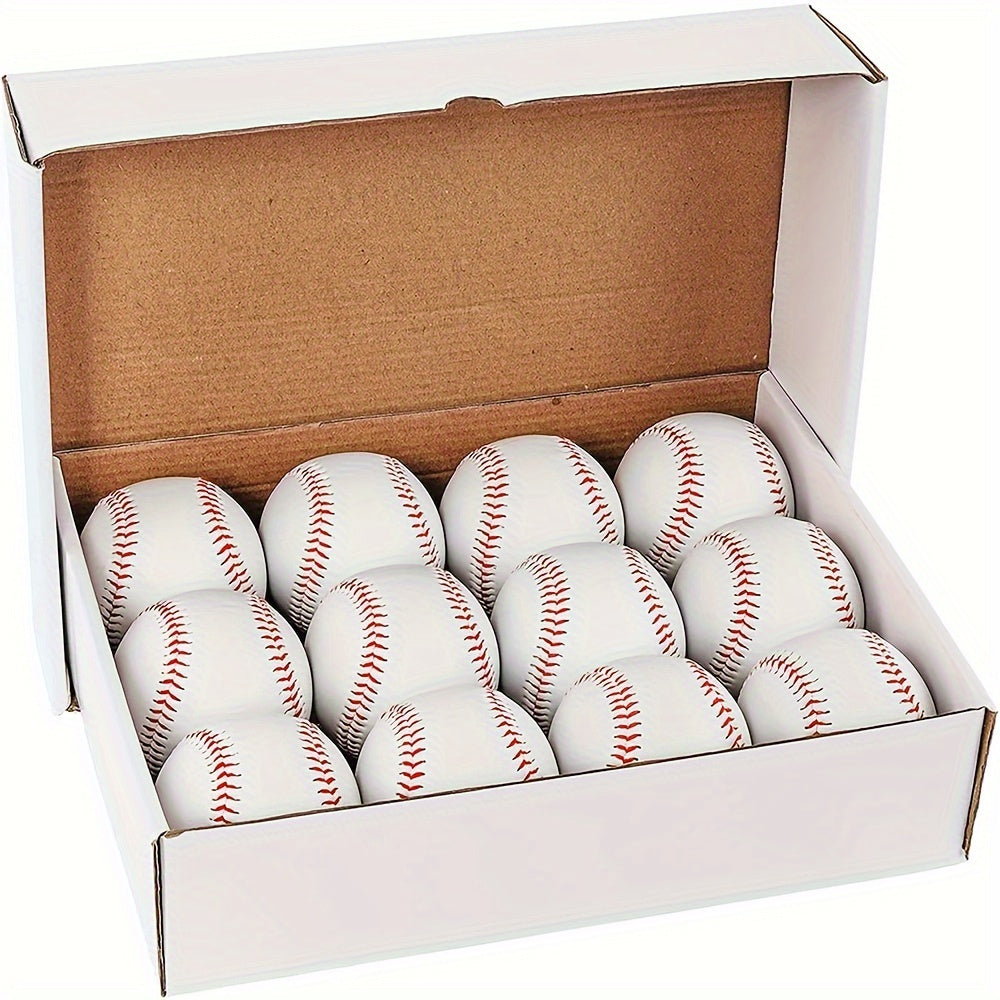 Practice Baseballs 12-Pack, Listed 9-Inch PVC-Cover Balls with Cork-and-Rubber Core for Adult Pitching, Batting, Fielding and Autograph Gift Ideas