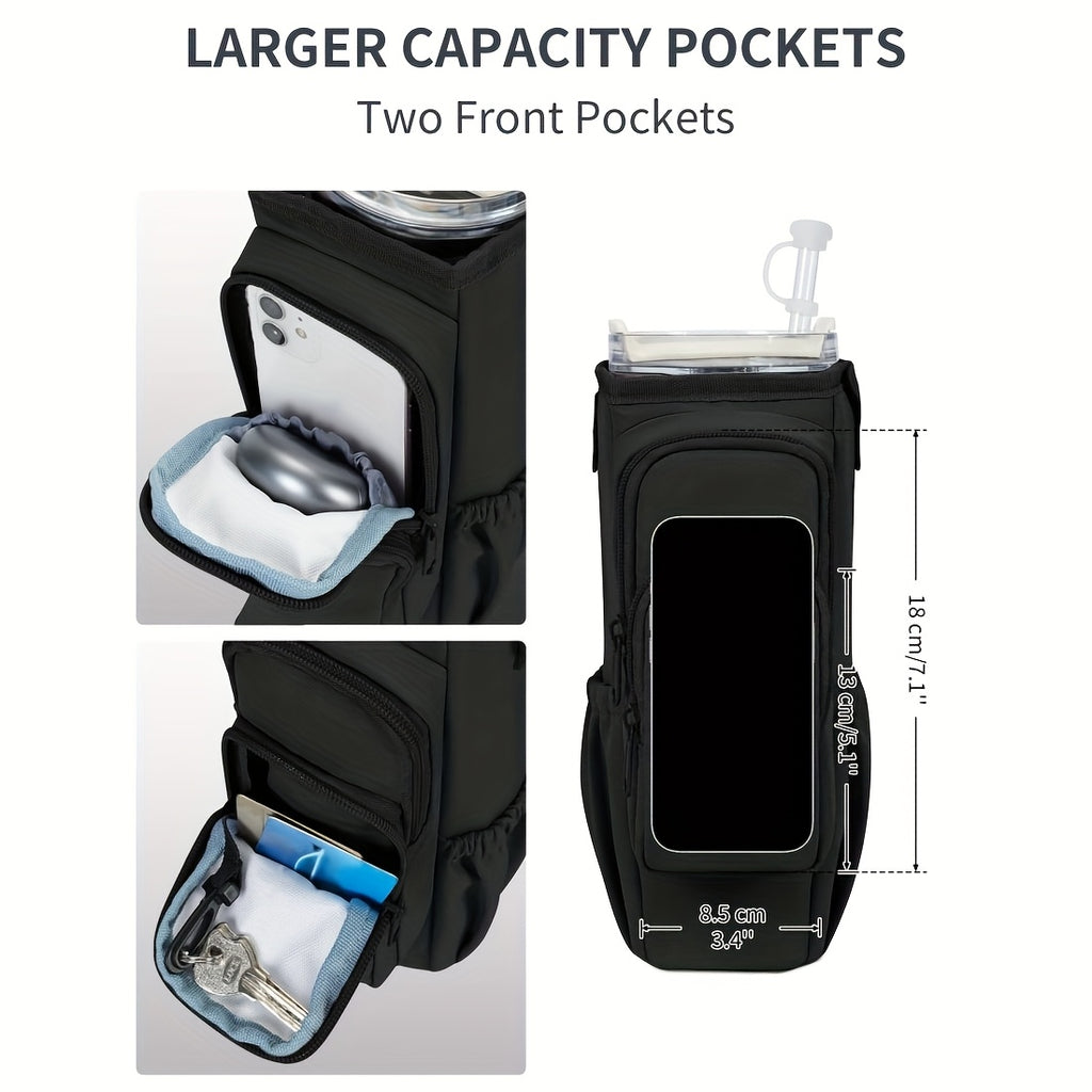 40 oz Water Bottle Carrier Sling Bag with Phone Pocket