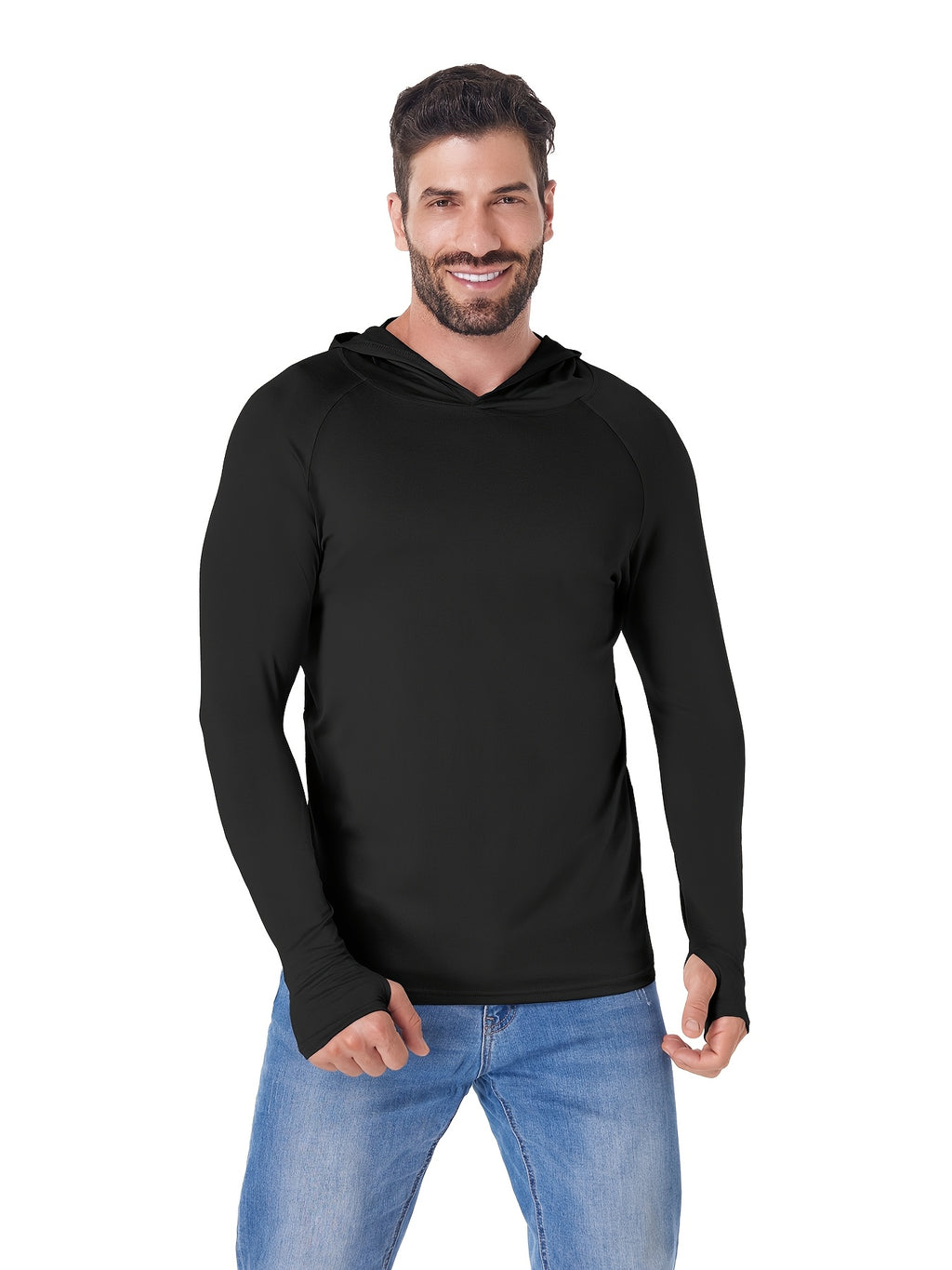 Lightweight Hooded Shirts for Men, 5-Piece Long Sleeve Athletic Top Set in Three Mixed-Color Options for Outdoor and Casual Wear, Sizes S to XXL