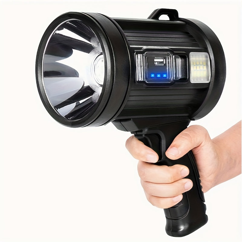 6-Mode Rechargeable LED Flashlight with 3 Color Filters, USB and Solar Power Options, Listed IPX4 Splash Resistance for Outdoor Lighting
