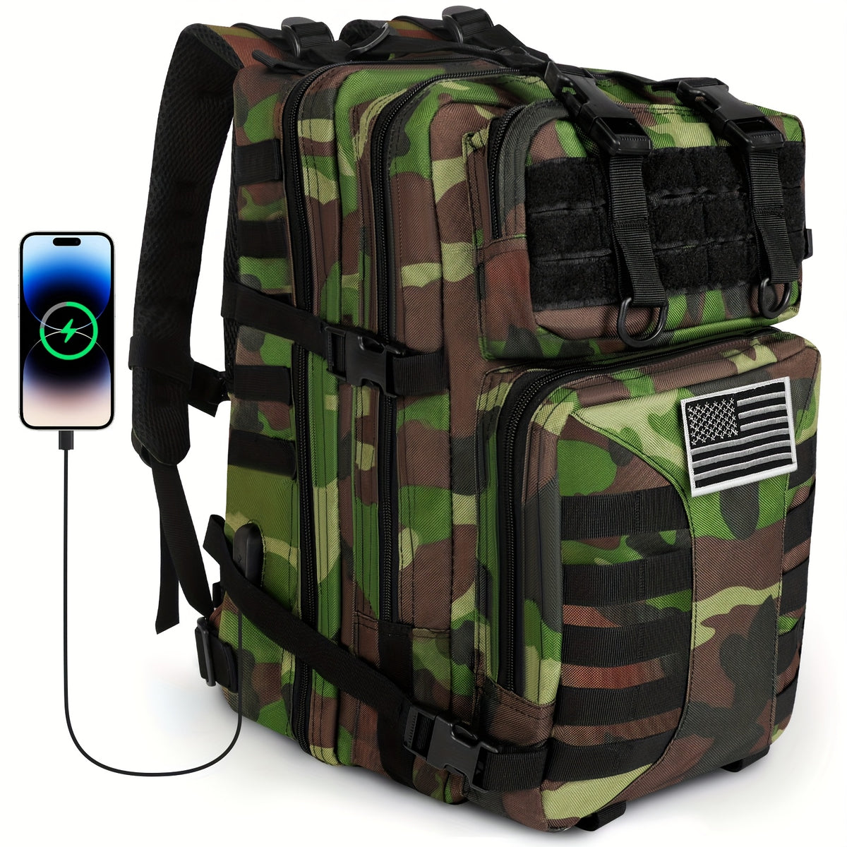 13.21-Gallon Tactical Backpack for Outdoor Travel, Unisex Large-Capacity Pack with Selectable Colors and Separate Small Bag Options for Everyday Adventures