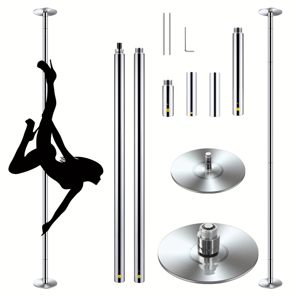 45mm Dance Pole with Spinning and Static Modes, Height-Adjustable Removable Portable Design for Home Practice, Studio and Club Settings
