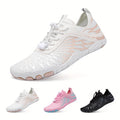 Women's Wide Toe Box Hiking Sneakers, Minimalist Barefoot-Style Trail Running Shoes with Non-Slip Design in White, Black and Pink Red