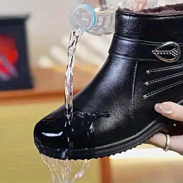 Women's Fleece-Lined Short Winter Boots with Soft Soles, Warm Everyday Footwear for Mature Women in Red, Dark Brown or Black, US Sizes 5-8