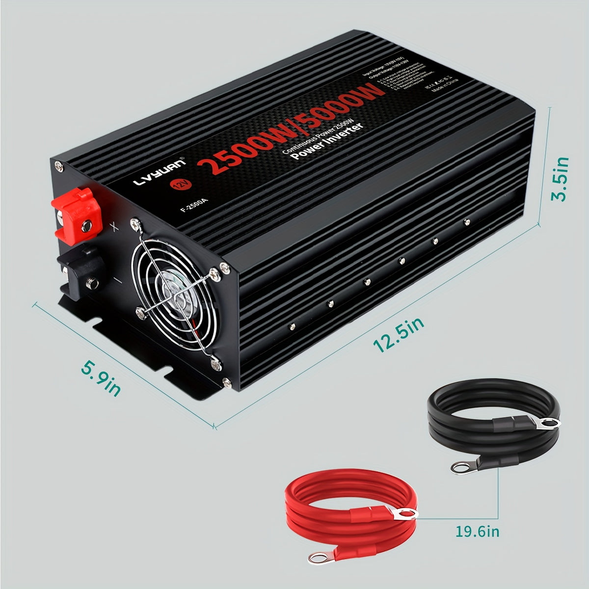 Portable Power Inverter, LVYUAN 12V DC to 110V/120V AC Converter with 500W or 2500W Options, 3 AC Outlets, Dual USB Ports and LED Display