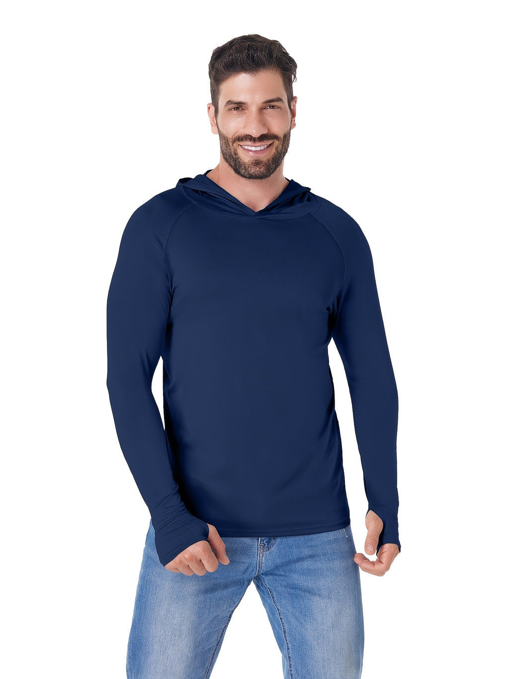 Lightweight Hooded Shirts for Men, 5-Piece Long Sleeve Athletic Top Set in Three Mixed-Color Options for Outdoor and Casual Wear, Sizes S to XXL