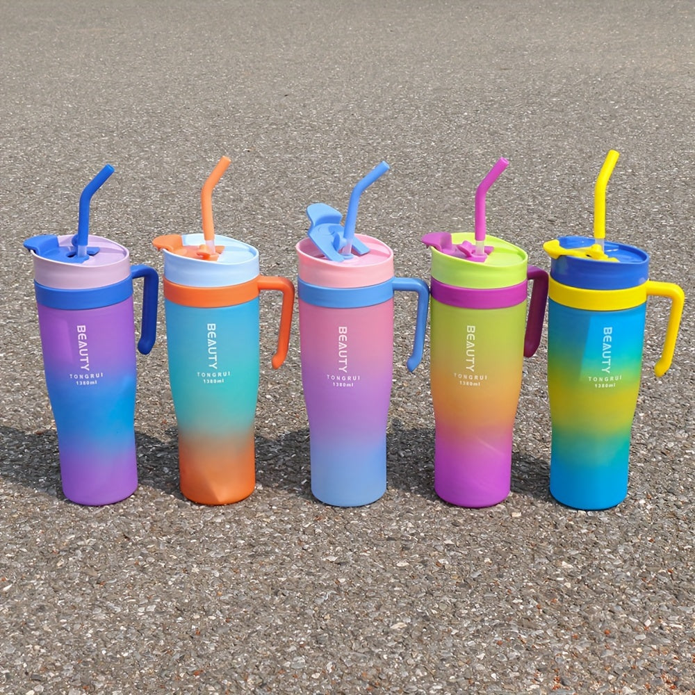 Three-Size Water Bottle Set, 46 oz 27 oz and 9.5 oz Travel Drink Containers with Listed Straw Lid and Handle for Fitness, Outdoor Days and Daily Carry
