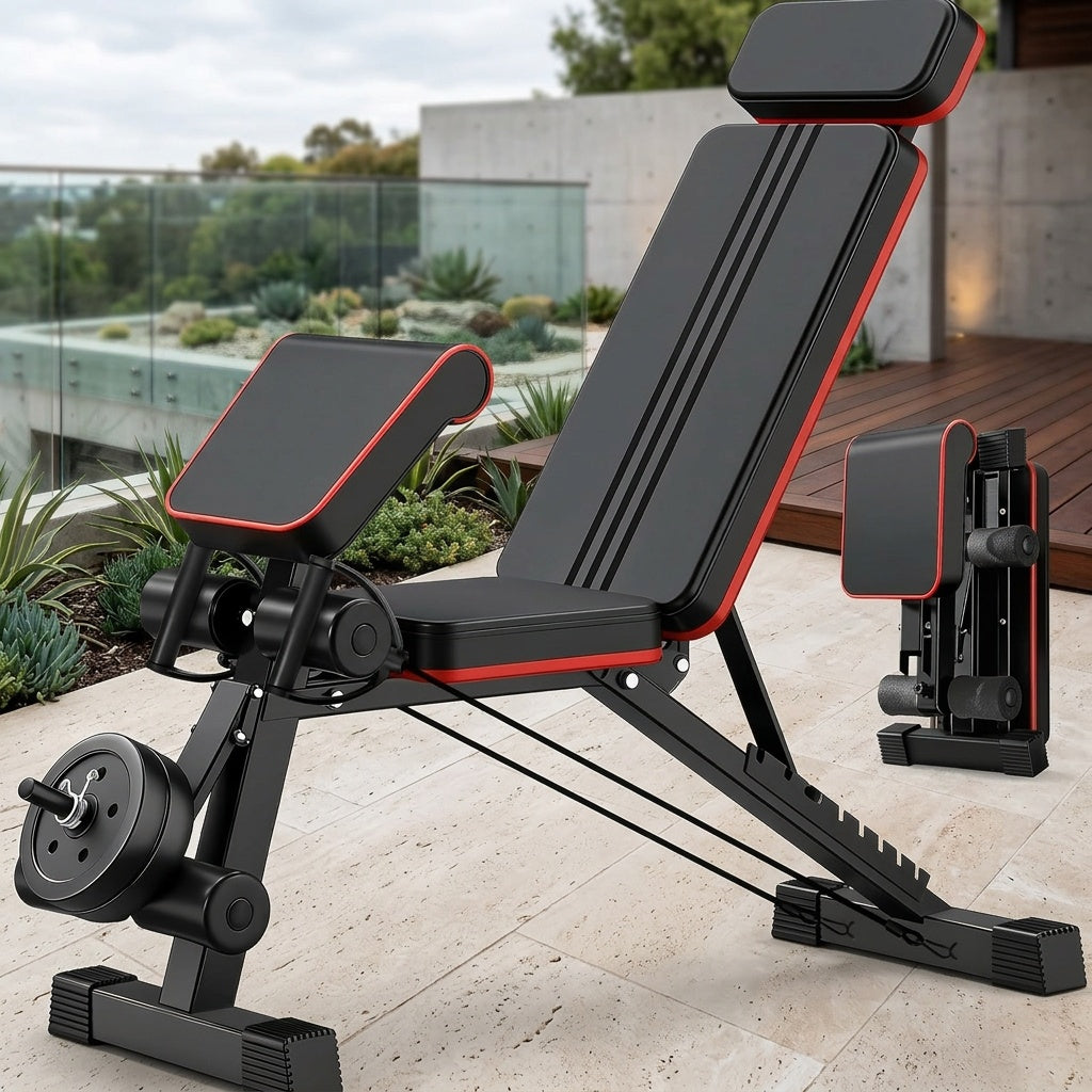 Folding Roman Chair Weight Bench, Multi-Function Home Gym Fitness Bench with Reinforced Frame, Thick PU Cushion and Adjustable Model Options