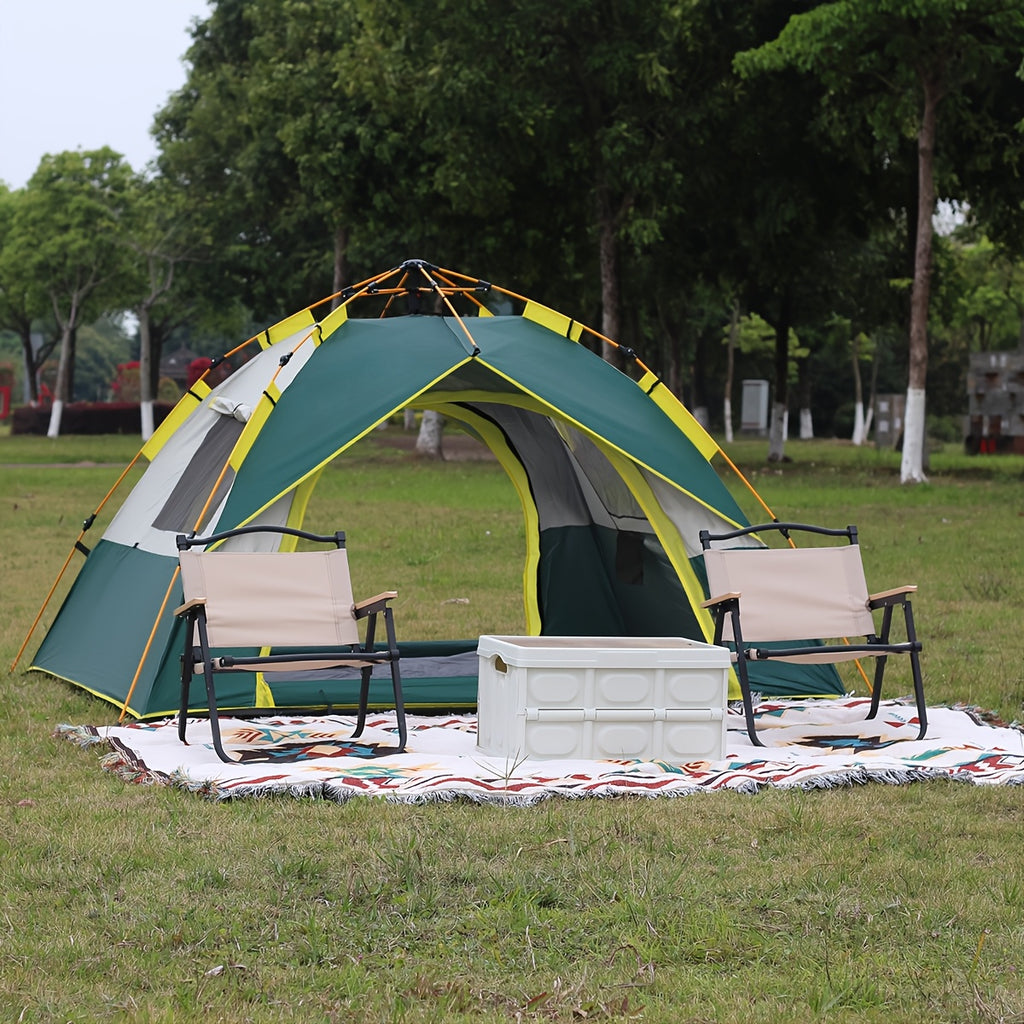 4-Person Pop-Up Camping Tent with Insect Net and Zipper Closure, Automatic Outdoor Sunshade Shelter in White and Green Color Options