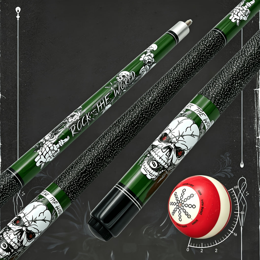 Maple Snooker Cue 58-Inch 20oz with Skull Theme, Accessory-Included Options for Men and Women, Game Room Gear and Christmas Gift Ideas