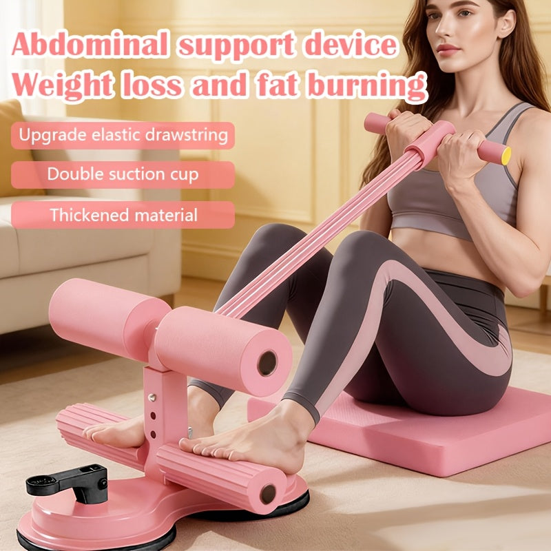 Dual-Suction Sit-Up Bar with Resistance Bands, Three-Section Adjustable Portable Home Fitness Equipment for Small-Space Core Workouts in Black