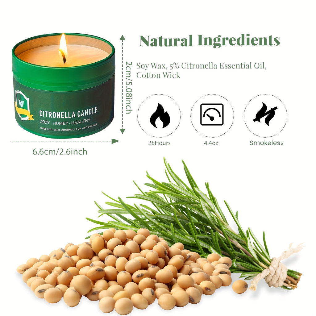 Outdoor Citronella Candles 6-Pack, 4.4 oz Each for Patio Evenings, Backyard BBQs, Garden Parties and Camping Gatherings, Father's Day Gift