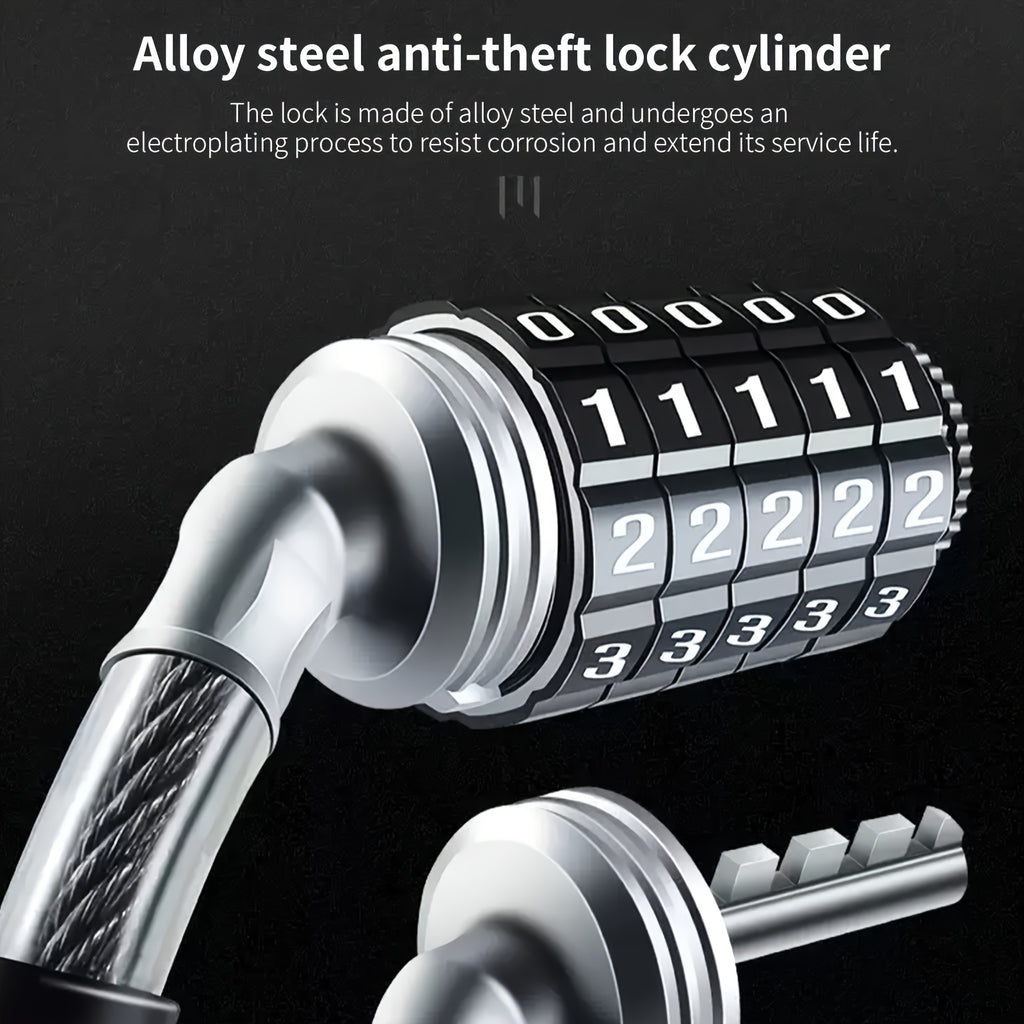 5-Digit Combination Bike Lock by TOSUOD, Coiled Cable in 49.21 or 59.06 Inch Options for Bicycles, Scooters and Motorcycle Parking