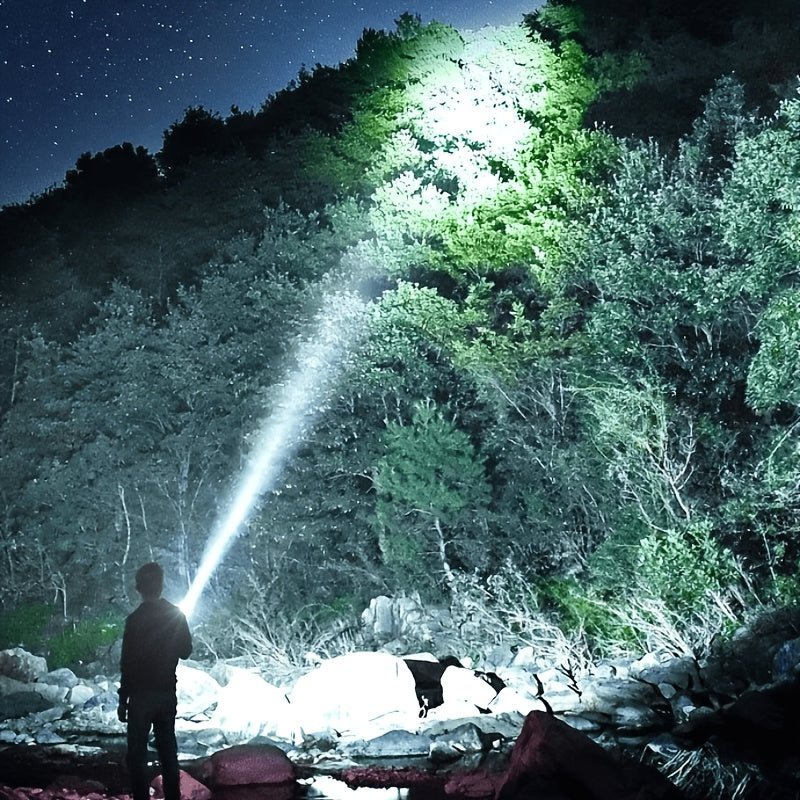 3-Mode USB Rechargeable LED Flashlights 2-Pack, Gray Button Handheld Light Set for Camping, Household Tasks and Power Outage Backup Lighting