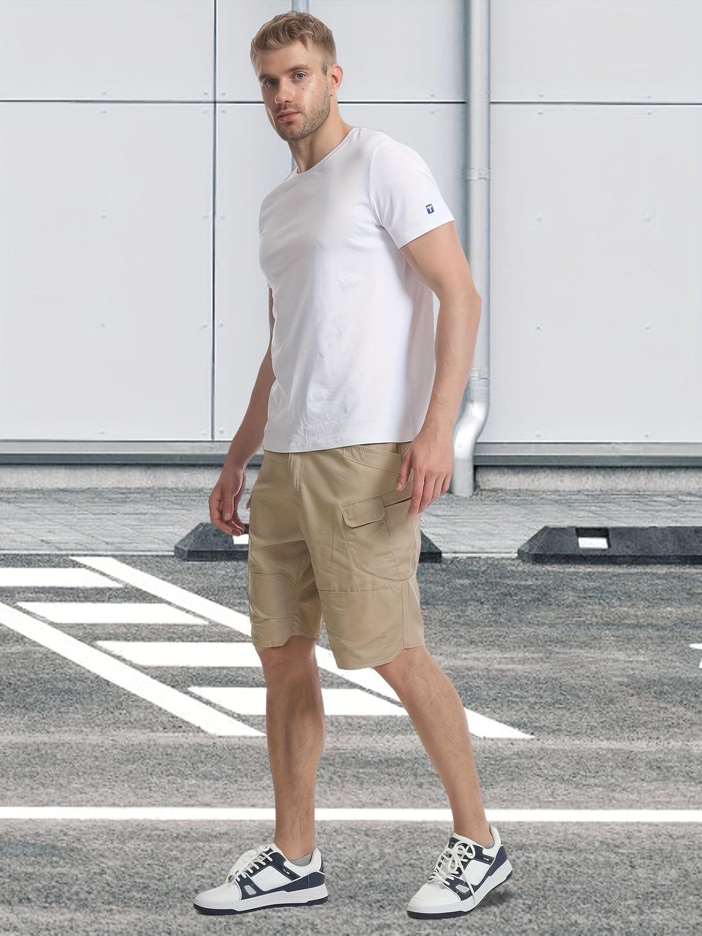 Multi-Pocket Cargo Shorts for Men, Breathable Quick-Dry Tactical-Style Work Shorts in Black, Khaki, Grey or Fern Green for Everyday Outdoor Wear