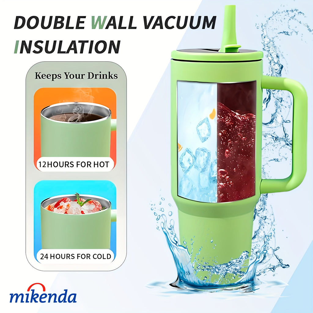 40 oz Vacuum Insulated Water Bottle with Straw and Handle, Double-Wall 304 Stainless Steel Drink Bottle in Four Colors for Outdoor Sports and Daily Use