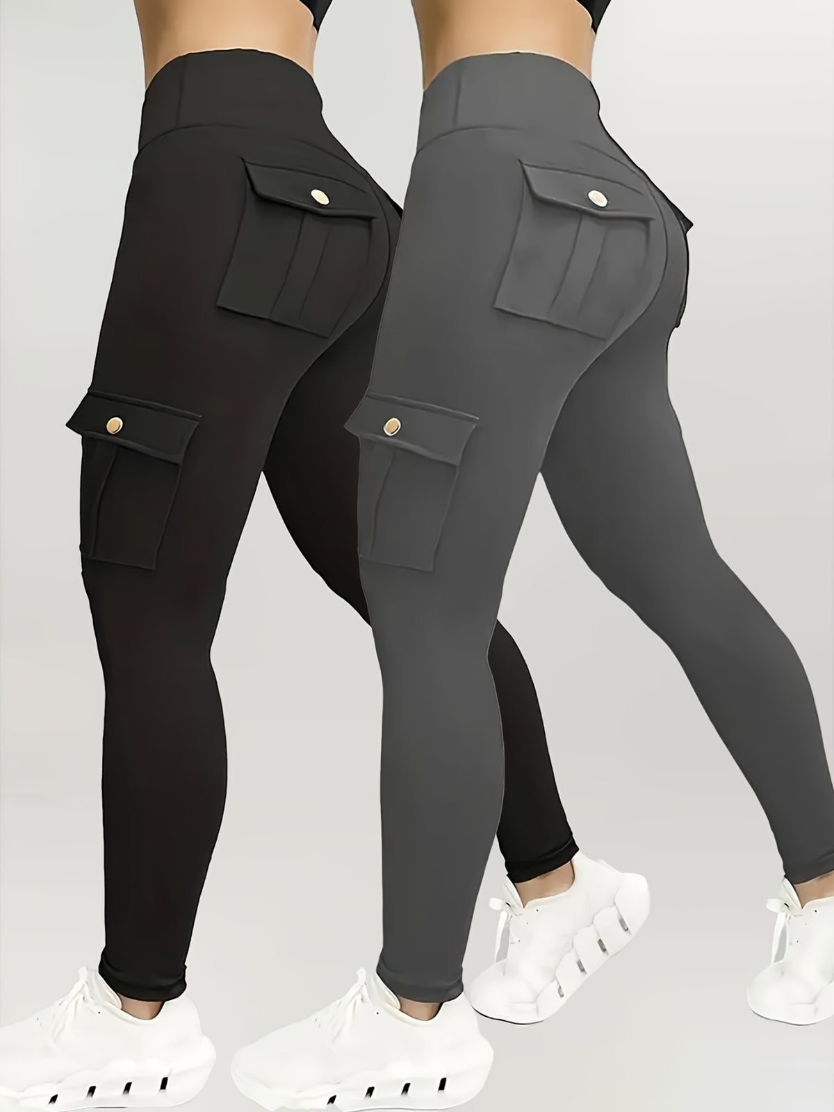 2-Pack Women's High-Waisted Quick-Dry Workout Pants with Multiple Pockets for Running, Yoga and Everyday Activewear, Sizes S–XL