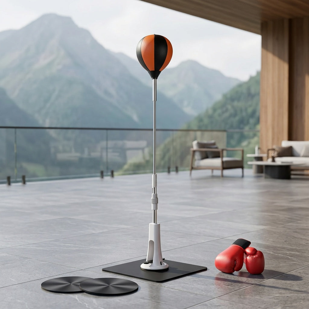 Boxing Reflex Ball with Suction Cup and 2 Rubber Mats, Indoor Standing Speed Ball for Adult Reaction Training and Home Gym Fitness Equipment