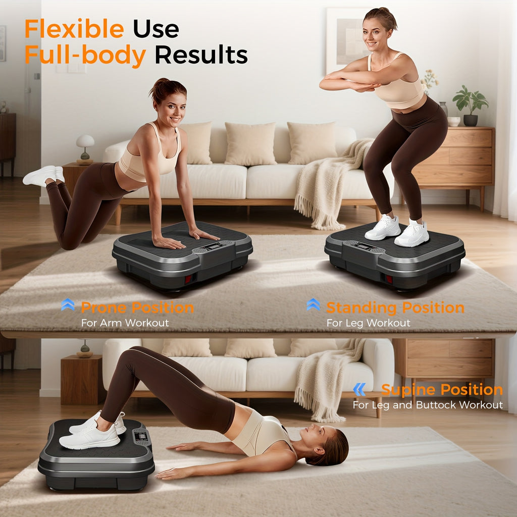 Vibration Plate with Resistance Ropes and Remote Control, 330 lb Capacity Black Exercise Platform with Wireless Connection for Home Gym Workouts