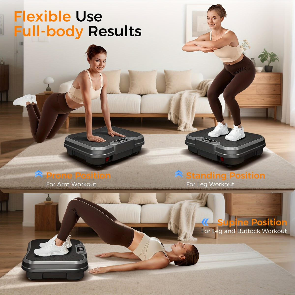 Vibration Plate with Resistance Ropes and Remote Control, 330 lb Capacity Black Exercise Platform with Wireless Connection for Home Gym Workouts