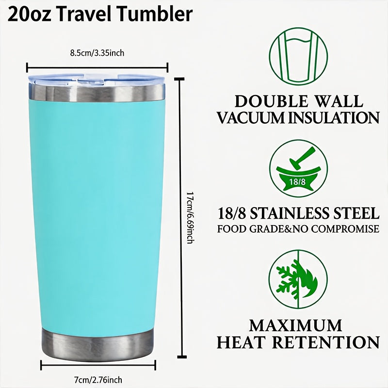 20 oz Insulated Tumblers 2-Pack, Stainless Steel Double-Wall Vacuum Thermal Cups without Handles or Straws for Outdoor Use, Game Day and Holiday Gifts