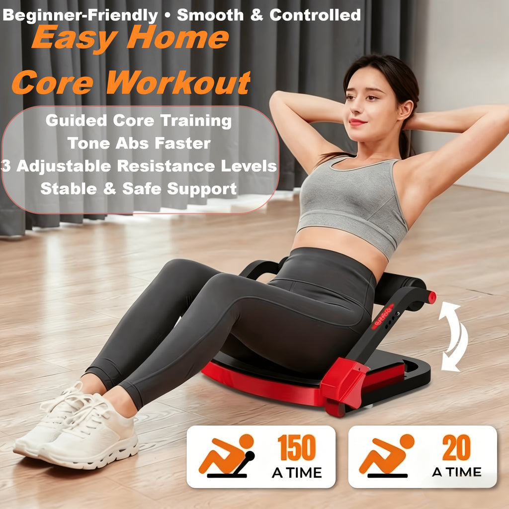 Adjustable Resistance Ab Crunch Machine for Home Gym, Foldable Core Exercise Equipment with Rebound System, Foam Cushion and Steel Frame, Blue or Black