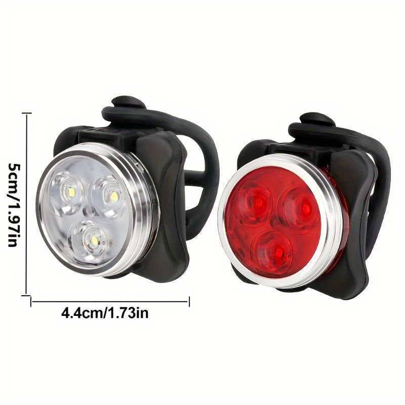 4-Piece Bicycle Light Set with USB Rechargeable Front and Rear LED Lights, 4 Modes, ABS Construction and Seatpost Mounting for Night Rides