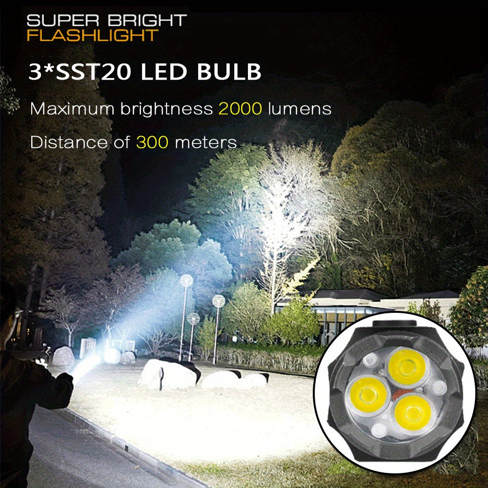 2000 Lumen Mini Flashlight with Rechargeable Lithium Battery, Four Dimming Modes and Turbo for Pocket Carry, Camping and Emergency Lighting