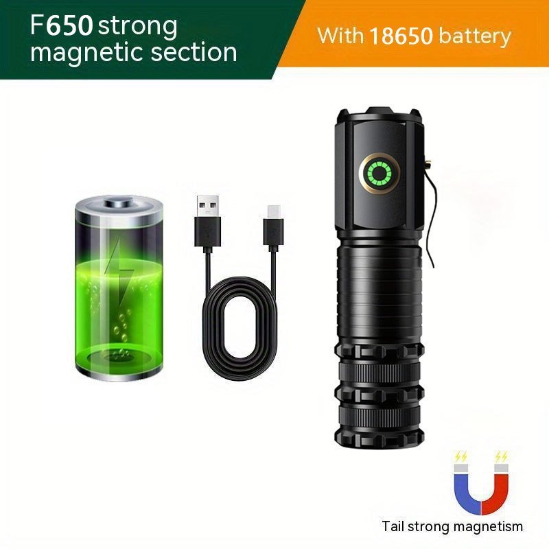 2000 Lumen Mini Flashlight with Rechargeable Lithium Battery, Four Dimming Modes and Turbo for Pocket Carry, Camping and Emergency Lighting
